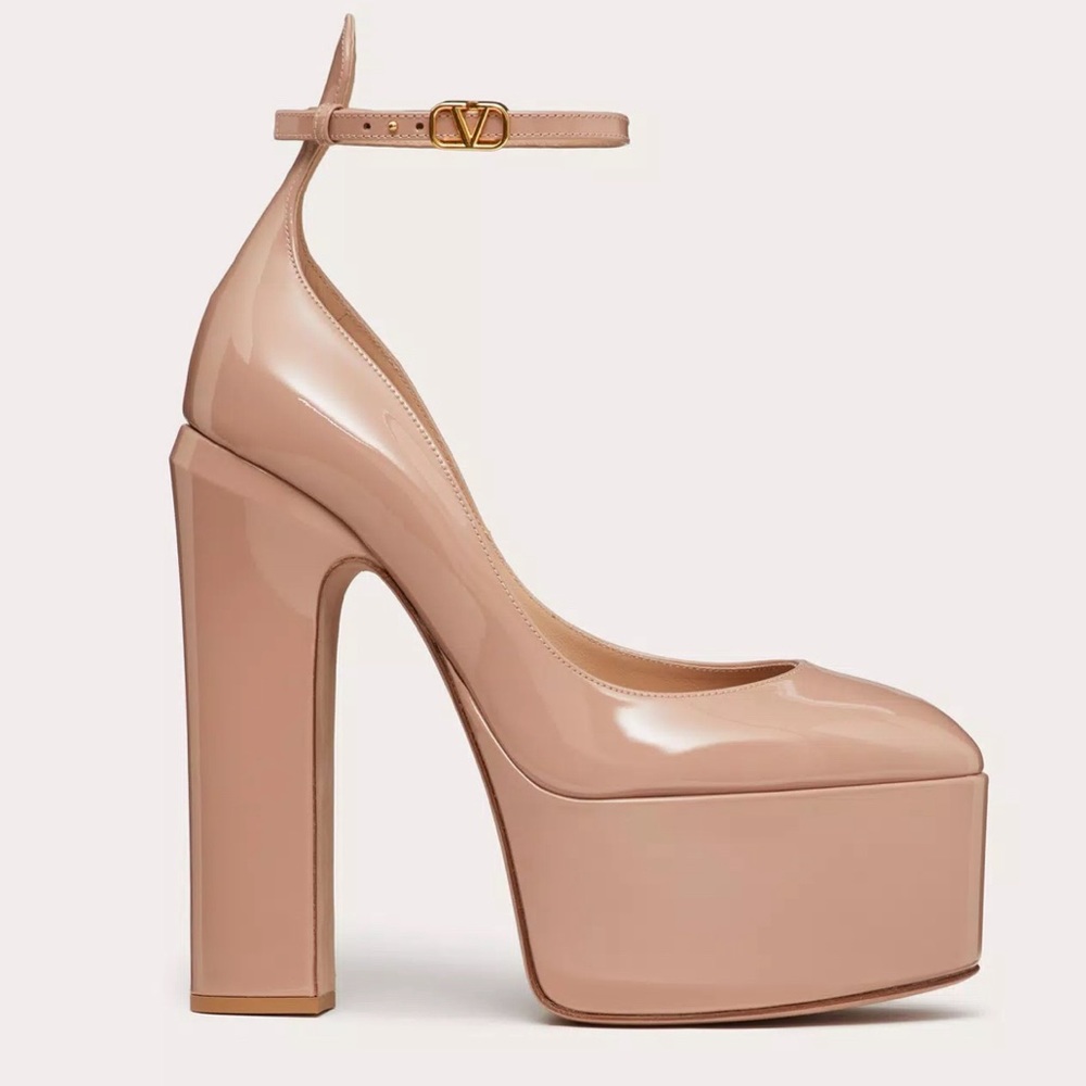VALENTINO GARAVANI TAN-GO PLATFORM PUMP IN PATENT LEATHER 155 MM